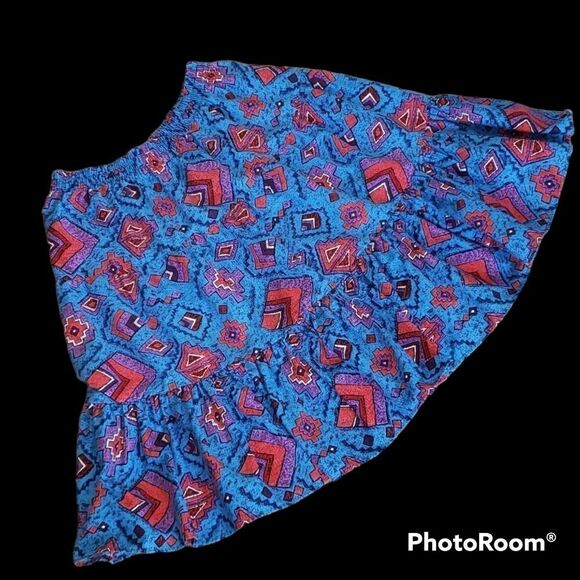 VNTG America America 1980's Boho Tribal Twirl Skirt - Picture 1 of 6